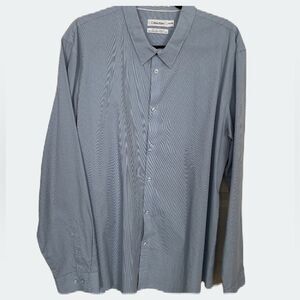 Calvin Klein mens long sleeve striped button down dress shirt | size XX Large